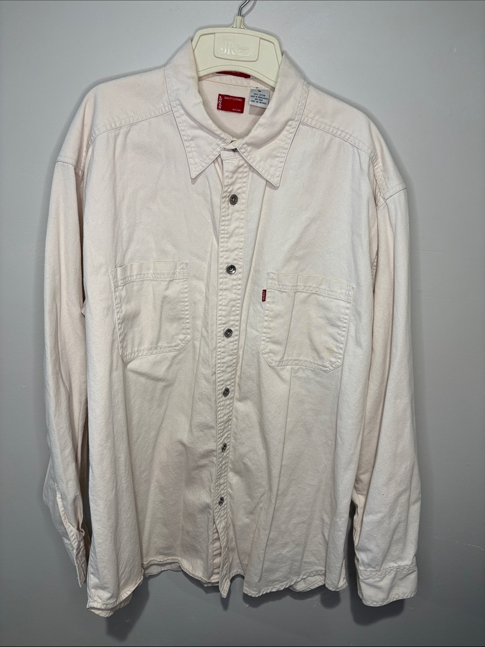 VTG Levi's Men's Light Cream Button-Front Shirt Jacket - Large